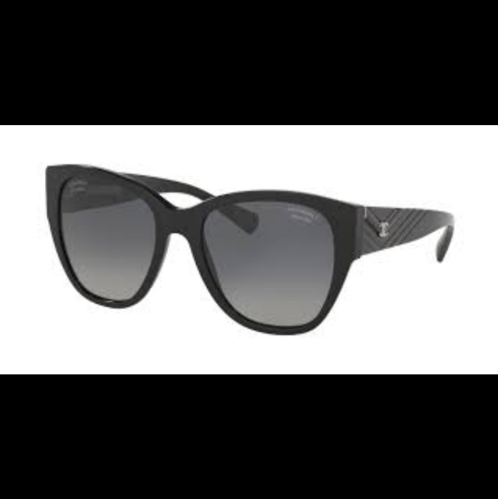 Authentic Chanel 5412 501/SC Black Women's Oversized Cat Eye Sunglasses Italy. - Picture 2 of 12